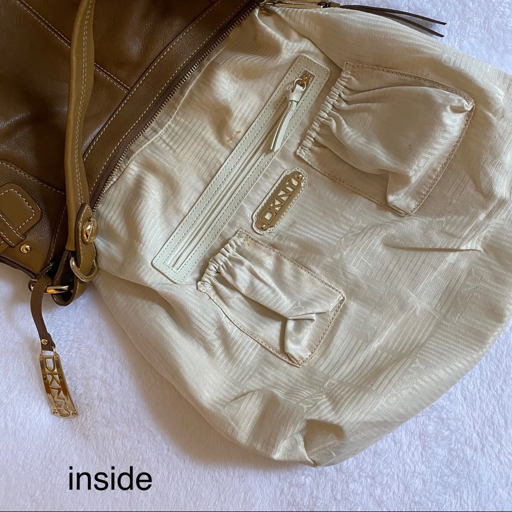 SOLD❌ DKNY Vintage Leather Shoulder Hobo Bag Brown - Picture 5 of 10